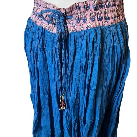 Made In India Women's Cotton Boho Skirt Gorgeous Detail Blue Size M/L - Picture 3 of 11